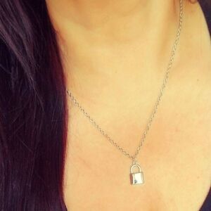 Silver padlock necklace
